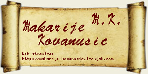 Makarije Kovanušić vizit kartica